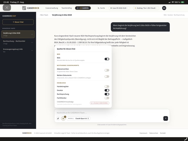 CASEROCKCHAT mit ASKGABRIEL — Quellensteuerung je Chat